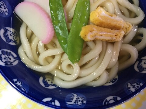 絹さやと卵焼きのあったかうどん(*^^*)☆